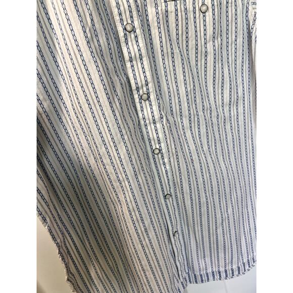 Mountain Khakis Striped Pearl Snap Button Down Shirt Western White Blue Medium - Picture 4 of 11